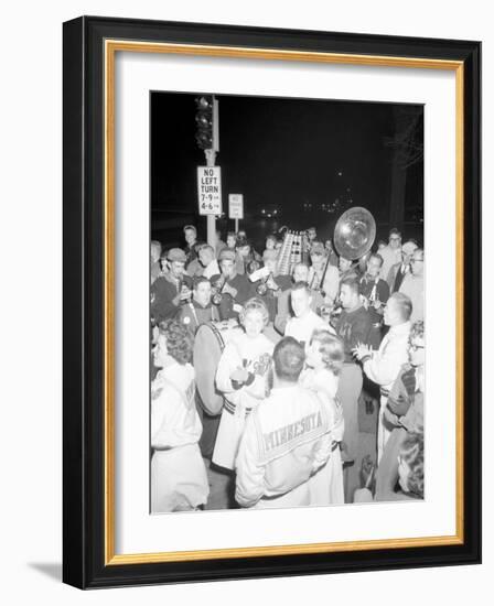 Cheerleaders at the Minnesota- Iowa Game, Minneapolis, Minnesota, November 1960-Francis Miller-Framed Photographic Print