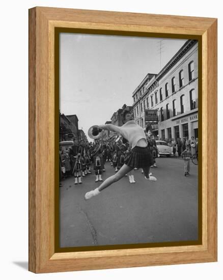 Cheerleaders Parading Prior to a Football Game Between Queens College and the University of Toronto-Lisa Larsen-Framed Premier Image Canvas