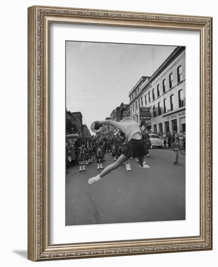 Cheerleaders Parading Prior to a Football Game Between Queens College and the University of Toronto-Lisa Larsen-Framed Photographic Print