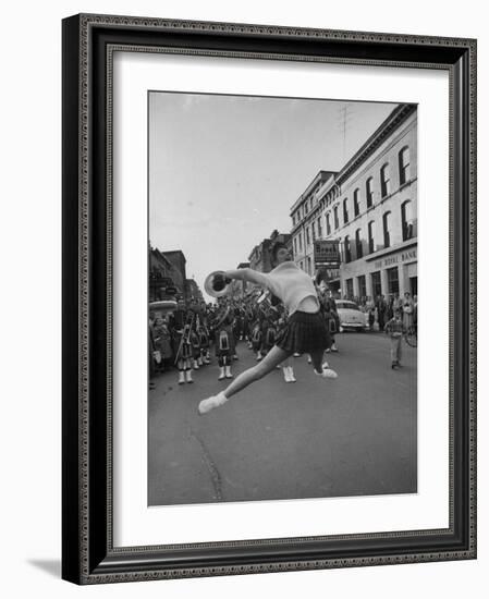 Cheerleaders Parading Prior to a Football Game Between Queens College and the University of Toronto-Lisa Larsen-Framed Photographic Print