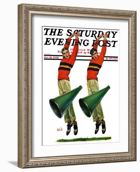 "Cheerleaders," Saturday Evening Post Cover, October 18, 1930-Sam Brown-Framed Giclee Print