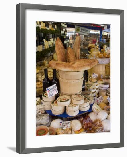 Cheese and Bread on Food Stall at Viktualienmarkt, Munich, Bavaria, Germany-Yadid Levy-Framed Photographic Print