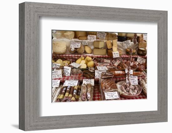 Cheese and Salamis at Papiniano Market, Milan, Lombardy, Italy, Europe-Yadid Levy-Framed Photographic Print