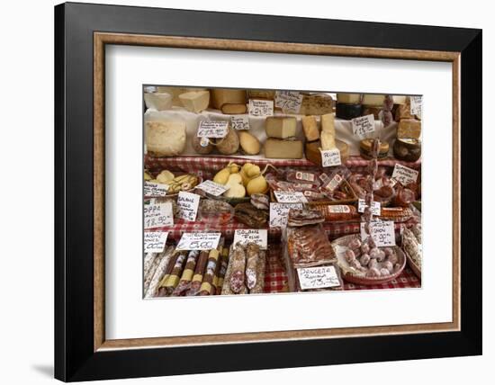Cheese and Salamis at Papiniano Market, Milan, Lombardy, Italy, Europe-Yadid Levy-Framed Photographic Print