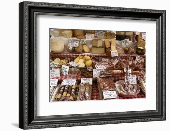 Cheese and Salamis at Papiniano Market, Milan, Lombardy, Italy, Europe-Yadid Levy-Framed Photographic Print