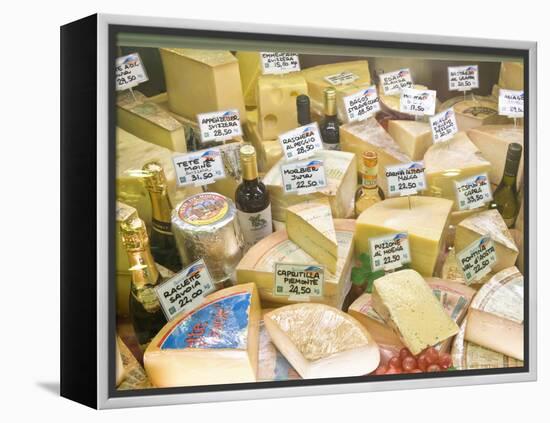 Cheese and Wine for Sale at Market, Florence, Tuscany, Italy-Rob Tilley-Framed Premier Image Canvas