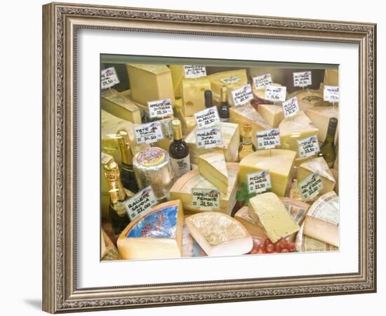 Cheese and Wine for Sale at Market, Florence, Tuscany, Italy-Rob Tilley-Framed Photographic Print