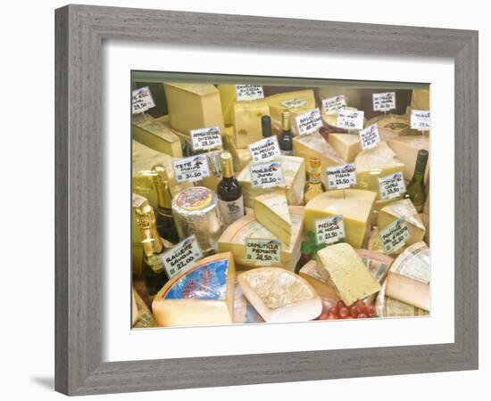 Cheese and Wine for Sale at Market, Florence, Tuscany, Italy-Rob Tilley-Framed Photographic Print