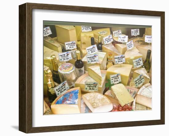 Cheese and Wine for Sale at Market, Florence, Tuscany, Italy-Rob Tilley-Framed Photographic Print