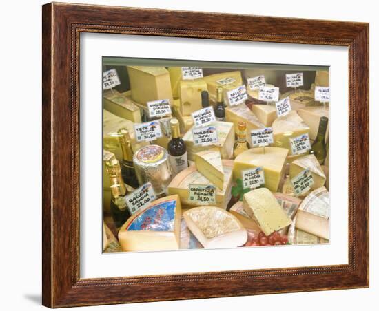 Cheese and Wine for Sale at Market, Florence, Tuscany, Italy-Rob Tilley-Framed Photographic Print