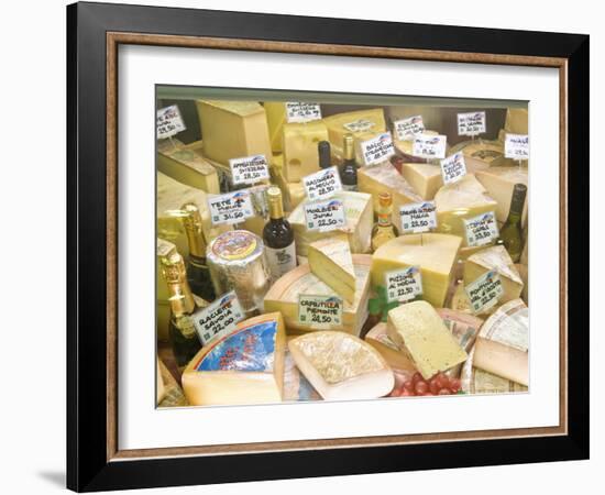 Cheese and Wine for Sale at Market, Florence, Tuscany, Italy-Rob Tilley-Framed Photographic Print