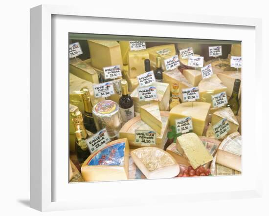 Cheese and Wine for Sale at Market, Florence, Tuscany, Italy-Rob Tilley-Framed Photographic Print