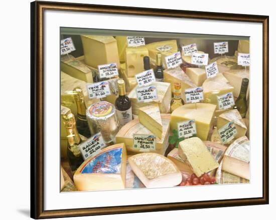 Cheese and Wine for Sale at Market, Florence, Tuscany, Italy-Rob Tilley-Framed Photographic Print