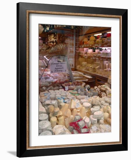 Cheese and Wine Variety in Shop, Paris, France-Lisa S. Engelbrecht-Framed Photographic Print