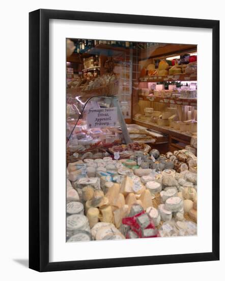 Cheese and Wine Variety in Shop, Paris, France-Lisa S. Engelbrecht-Framed Photographic Print