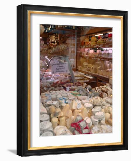 Cheese and Wine Variety in Shop, Paris, France-Lisa S. Engelbrecht-Framed Photographic Print
