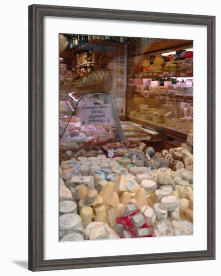 Cheese and Wine Variety in Shop, Paris, France-Lisa S. Engelbrecht-Framed Photographic Print