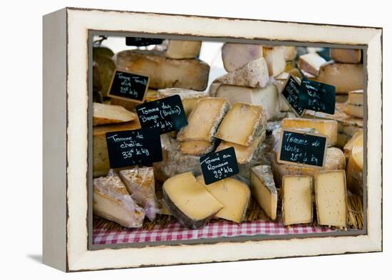 Cheese for Sale at a Market Stall, Lourmarin, Vaucluse, Provence-Alpes-Cote D'Azur, France-null-Framed Stretched Canvas