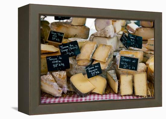 Cheese for Sale at a Market Stall, Lourmarin, Vaucluse, Provence-Alpes-Cote D'Azur, France-null-Framed Stretched Canvas