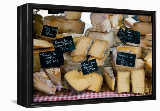 Cheese for Sale at a Market Stall, Lourmarin, Vaucluse, Provence-Alpes-Cote D'Azur, France-null-Framed Stretched Canvas