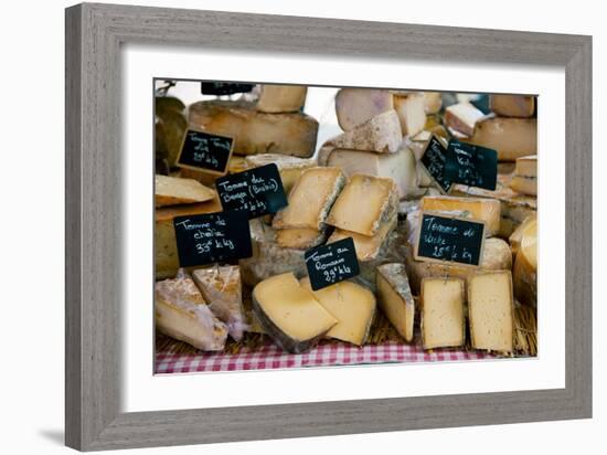 Cheese for Sale at a Market Stall, Lourmarin, Vaucluse, Provence-Alpes-Cote D'Azur, France-null-Framed Photographic Print