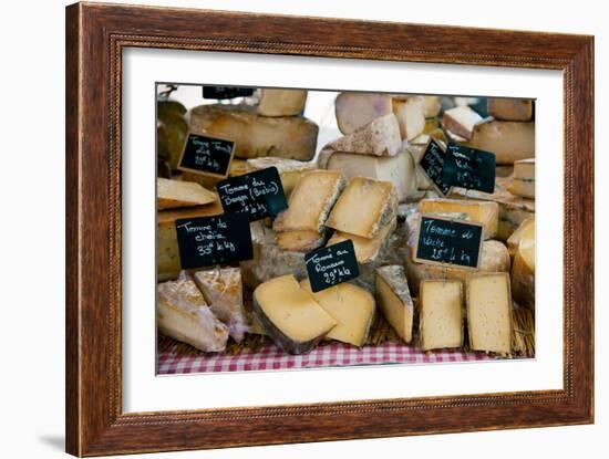 Cheese for Sale at a Market Stall, Lourmarin, Vaucluse, Provence-Alpes-Cote D'Azur, France-null-Framed Photographic Print