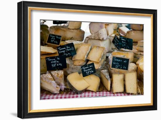 Cheese for Sale at a Market Stall, Lourmarin, Vaucluse, Provence-Alpes-Cote D'Azur, France-null-Framed Photographic Print