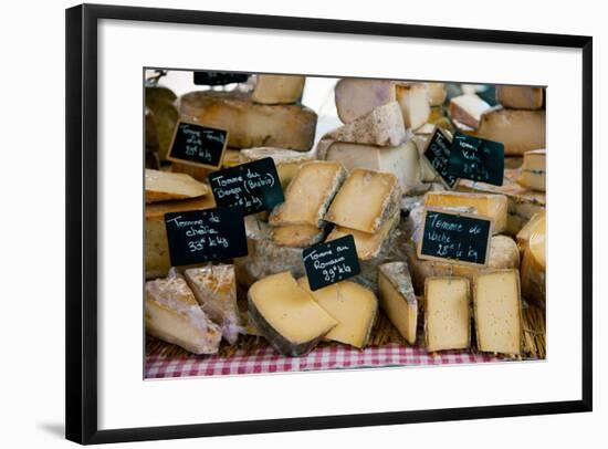 Cheese for Sale at a Market Stall, Lourmarin, Vaucluse, Provence-Alpes-Cote D'Azur, France-null-Framed Photographic Print