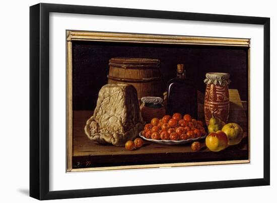 Cheese, Fruit and Recipient. Painting by Luis Melendez (1716 - 1780), Spanish School, 18Th Century.-Luis Egidio Menendez or Melendez-Framed Giclee Print