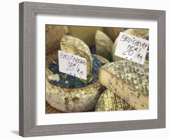 Cheese on Market Stall, Cours Massena, Old Town, Vieil Antibes, Antibes, Cote D'Azur, French Rivier-Wendy Connett-Framed Photographic Print