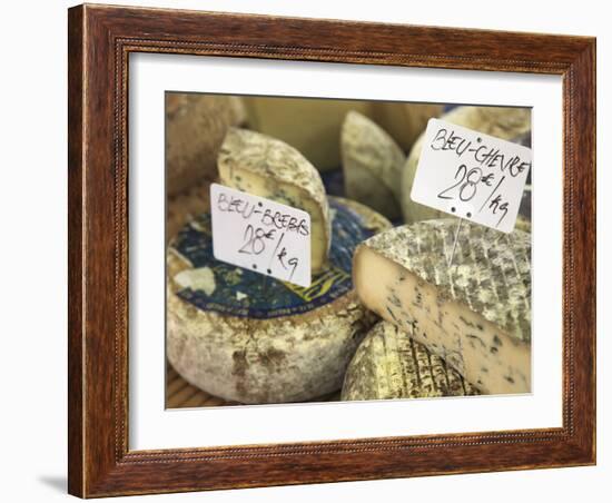 Cheese on Market Stall, Cours Massena, Old Town, Vieil Antibes, Antibes, Cote D'Azur, French Rivier-Wendy Connett-Framed Photographic Print