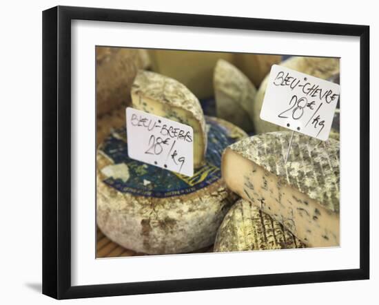 Cheese on Market Stall, Cours Massena, Old Town, Vieil Antibes, Antibes, Cote D'Azur, French Rivier-Wendy Connett-Framed Photographic Print