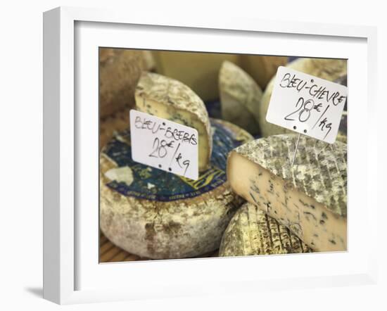 Cheese on Market Stall, Cours Massena, Old Town, Vieil Antibes, Antibes, Cote D'Azur, French Rivier-Wendy Connett-Framed Photographic Print