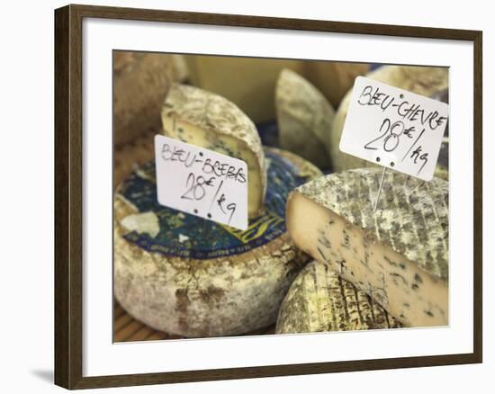 Cheese on Market Stall, Cours Massena, Old Town, Vieil Antibes, Antibes, Cote D'Azur, French Rivier-Wendy Connett-Framed Photographic Print