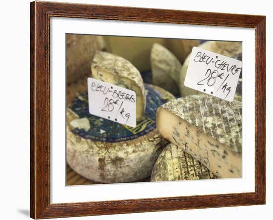 Cheese on Market Stall, Cours Massena, Old Town, Vieil Antibes, Antibes, Cote D'Azur, French Rivier-Wendy Connett-Framed Photographic Print