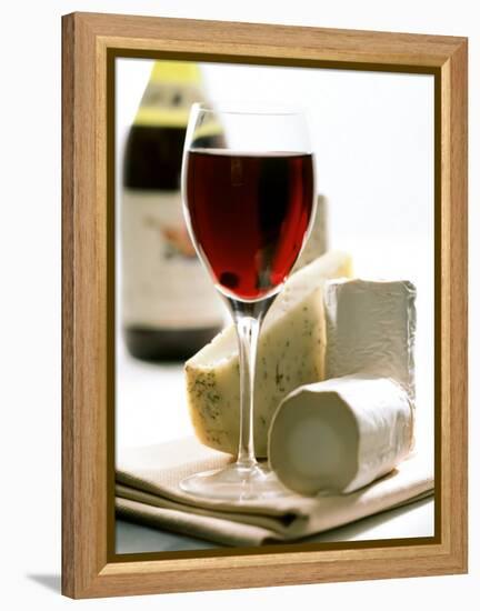 Cheese Still Life with Red Wine-Alena Hrbkova-Framed Premier Image Canvas