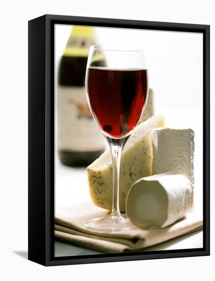 Cheese Still Life with Red Wine-Alena Hrbkova-Framed Premier Image Canvas