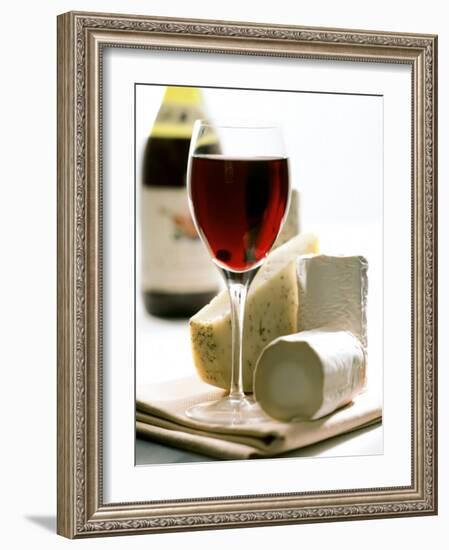 Cheese Still Life with Red Wine-Alena Hrbkova-Framed Photographic Print