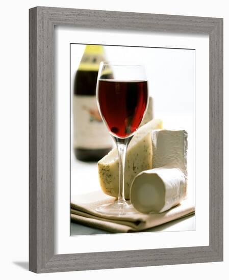 Cheese Still Life with Red Wine-Alena Hrbkova-Framed Photographic Print