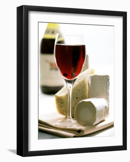 Cheese Still Life with Red Wine-Alena Hrbkova-Framed Photographic Print