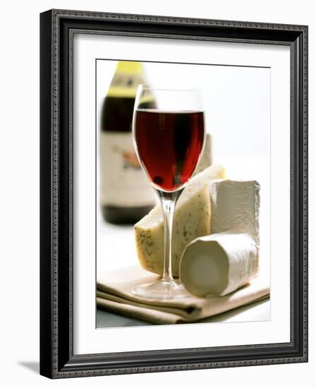 Cheese Still Life with Red Wine-Alena Hrbkova-Framed Photographic Print