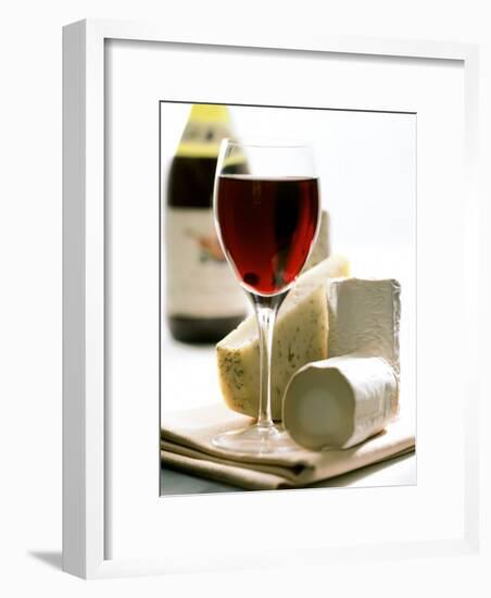 Cheese Still Life with Red Wine-Alena Hrbkova-Framed Photographic Print