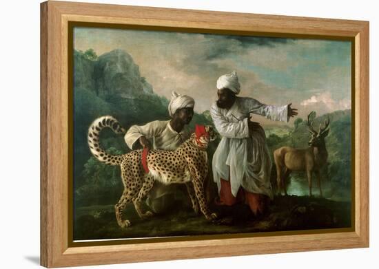 Cheetah and Stag with Two Indians, C.1765-George Stubbs-Framed Premier Image Canvas