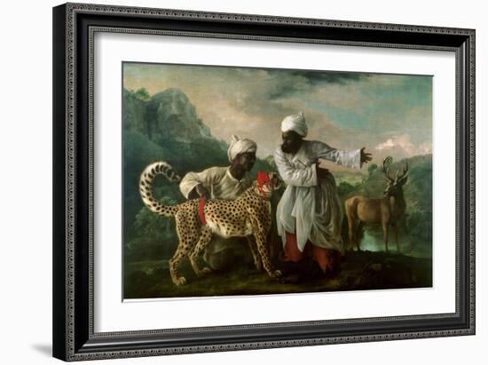 Cheetah and Stag with Two Indians, C.1765-George Stubbs-Framed Giclee Print