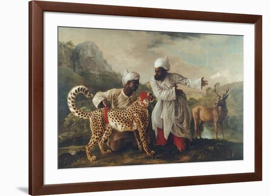 Cheetah and Stag With Two Indians-George Stubbs-Framed Premium Giclee Print