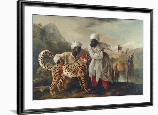 Cheetah and Stag With Two Indians-George Stubbs-Framed Premium Giclee Print