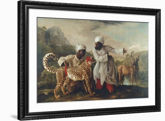 Cheetah and Stag With Two Indians-George Stubbs-Framed Premium Giclee Print