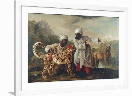 Cheetah and Stag With Two Indians-George Stubbs-Framed Premium Giclee Print