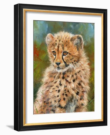 Cheetah Cub 3-David Stribbling-Framed Art Print