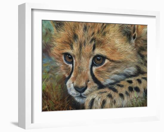 Cheetah Cub Close-David Stribbling-Framed Art Print